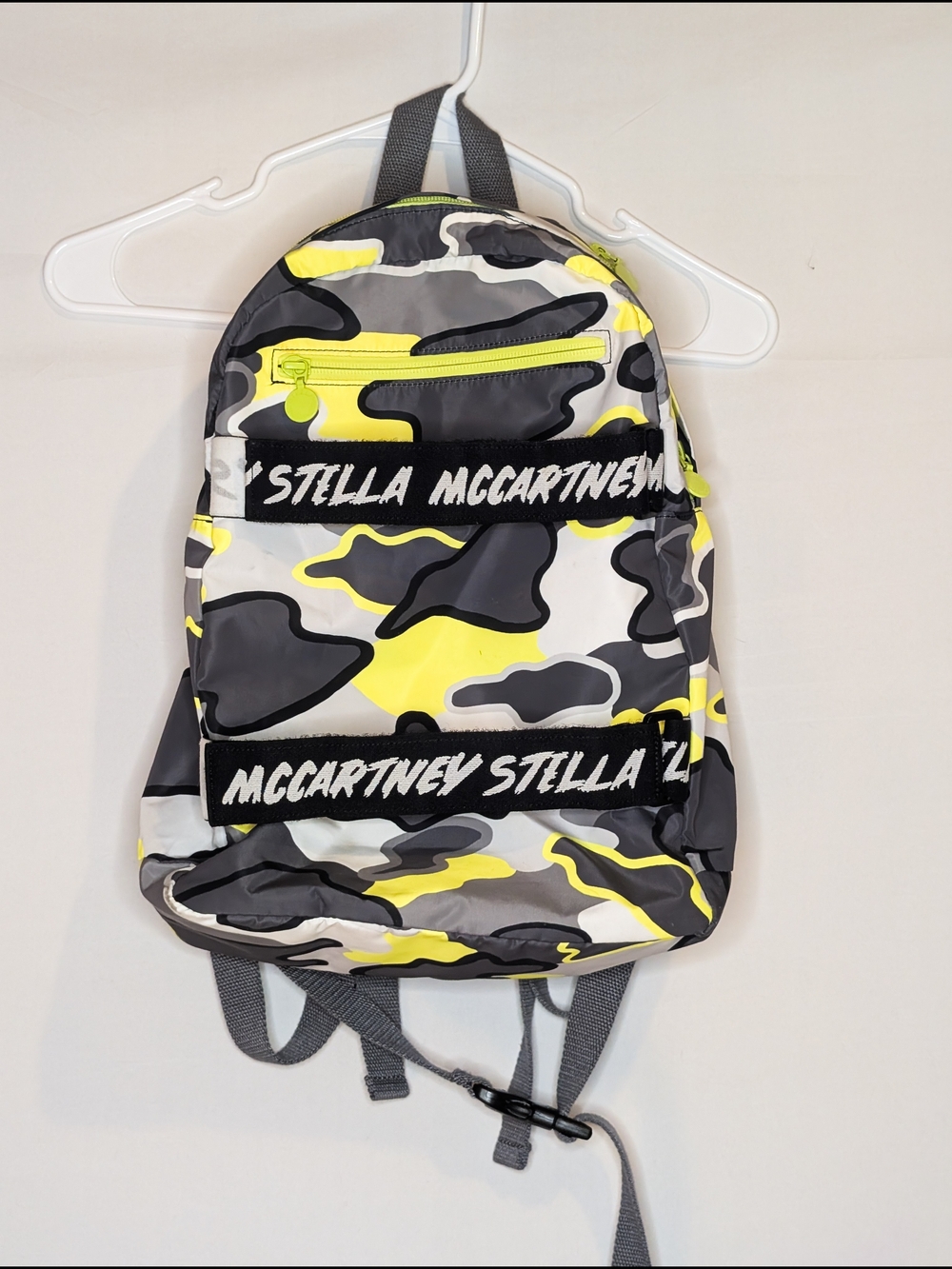Stella McCartney Kids Neon Yellow & Gray Camo Backpack